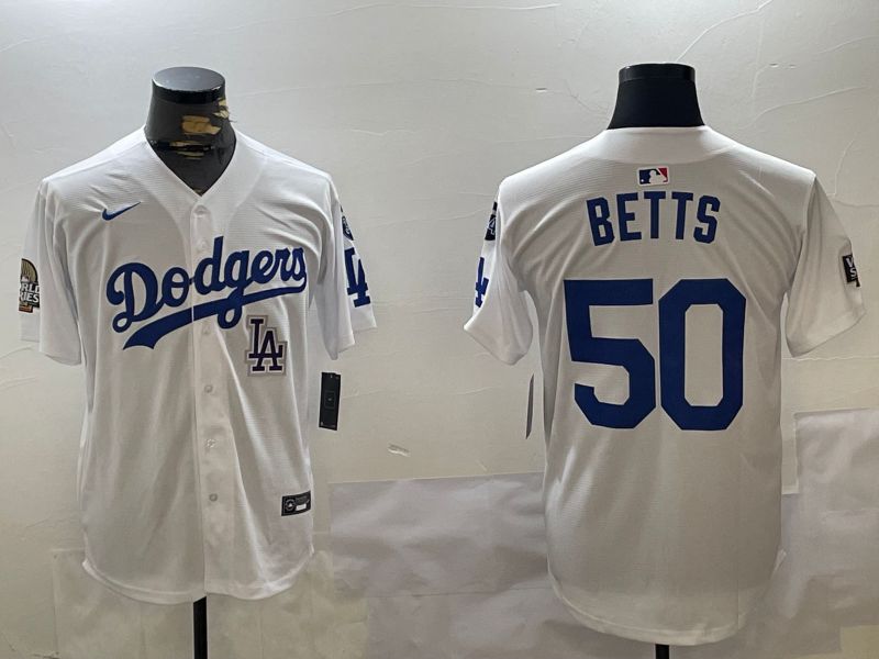 Men Los Angeles Dodgers #50 Betts White Game 2024 Nike MLB Jersey style 11205